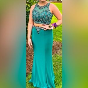 Emerald 2 Piece Prom Dress